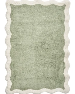 Online Beliani Tappeto da bagno NANGAL Verde 60 x 90 cm Cotone Beige Verde