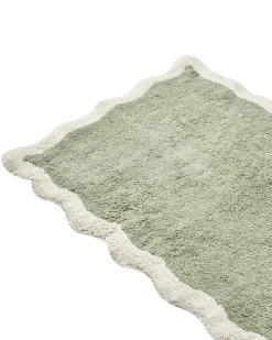 Online Beliani Tappeto da bagno NANGAL Verde 60 x 90 cm Cotone Beige Verde