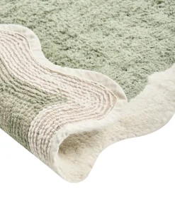 Online Beliani Tappeto da bagno NANGAL Verde 60 x 90 cm Cotone Beige Verde