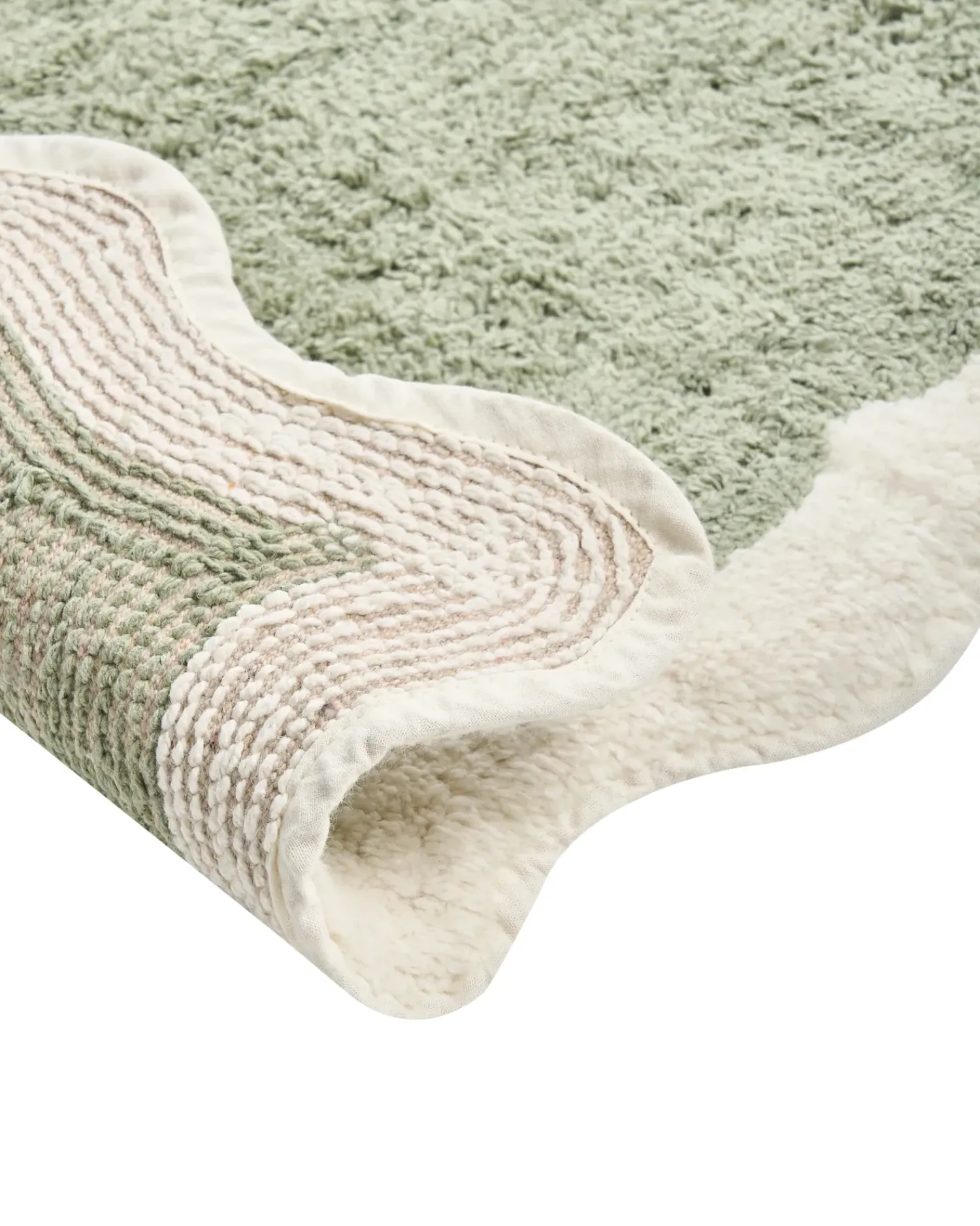 Online Beliani Tappeto da bagno NANGAL Verde 60 x 90 cm Cotone Beige Verde