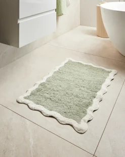 Online Beliani Tappeto da bagno NANGAL Verde 60 x 90 cm Cotone Beige Verde