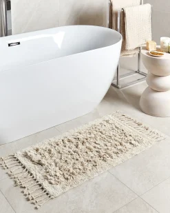 Hot Beliani Tappeto da bagno OLTAN 50 x 80 cm Cotone Beige