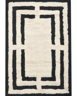 Online Beliani Tappeto da bagno RISALU Nero/Beige 60 x 90 cm Cotone Beige Nero