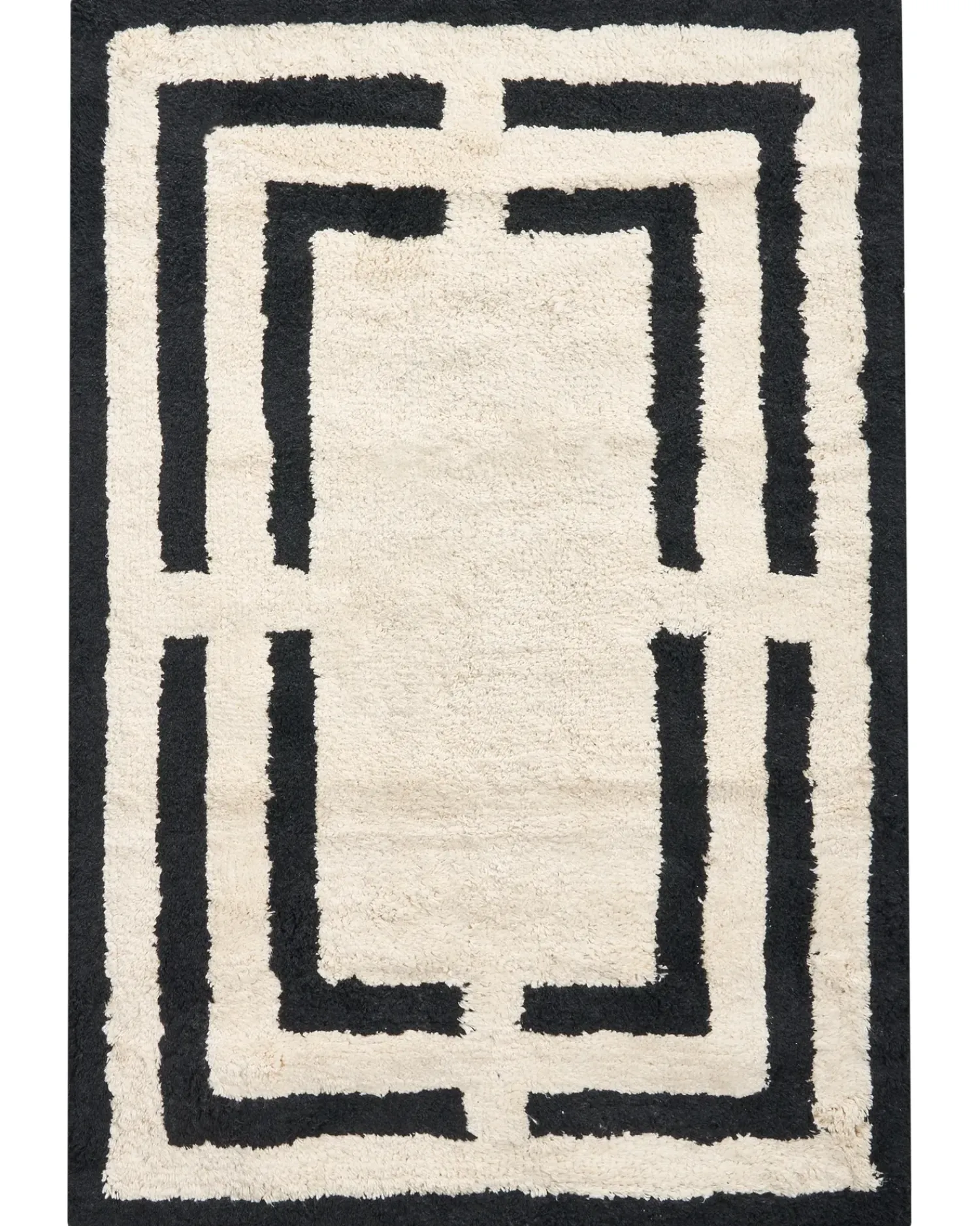 Online Beliani Tappeto da bagno RISALU Nero/Beige 60 x 90 cm Cotone Beige Nero