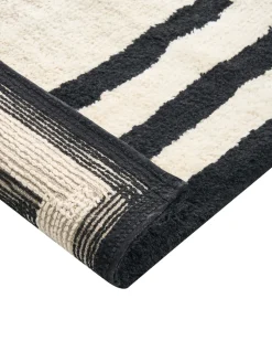 Online Beliani Tappeto da bagno RISALU Nero/Beige 60 x 90 cm Cotone Beige Nero
