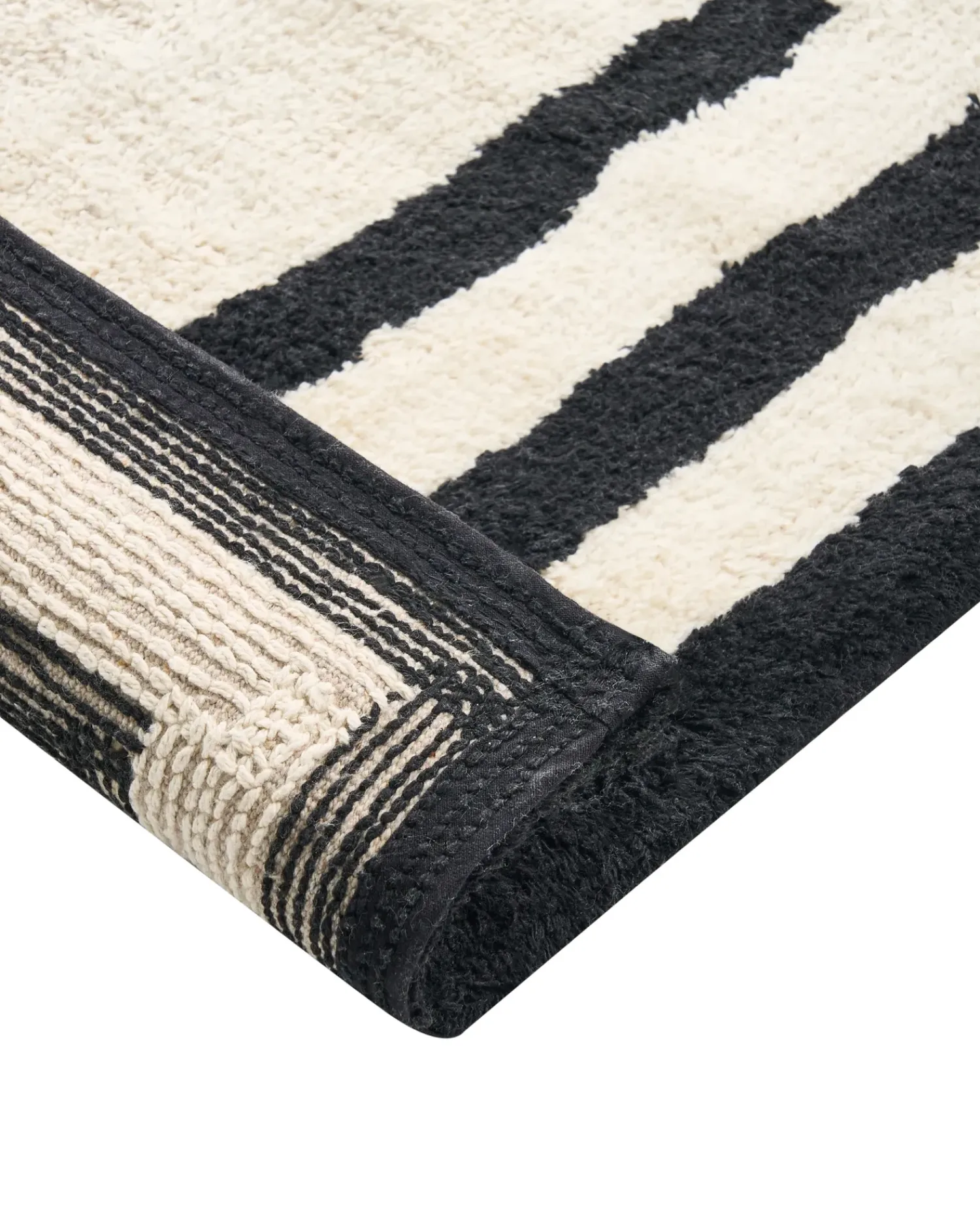 Online Beliani Tappeto da bagno RISALU Nero/Beige 60 x 90 cm Cotone Beige Nero