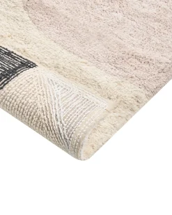 Online Beliani Tappeto da bagno SANOLI Beige 60 x 90 cm Cotone Bianco Beige Nero