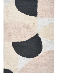 Online Beliani Tappeto da bagno SANOLI Beige 60 x 90 cm Cotone Bianco Beige Nero