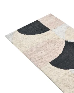 Online Beliani Tappeto da bagno SANOLI Beige 60 x 90 cm Cotone Bianco Beige Nero
