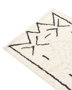Discount Beliani Tappeto da bagno UNTLA Beige chiaro 60 x 90 cm Cotone Beige Nero