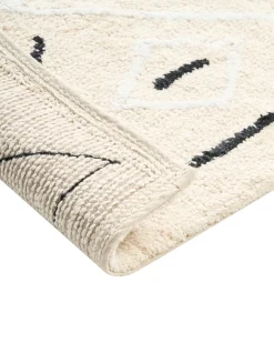 Discount Beliani Tappeto da bagno UNTLA Beige chiaro 60 x 90 cm Cotone Beige Nero