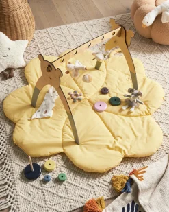 New Beliani Tappeto da gioco per bambini ACADINE 110 x 110 cm Cotone Giallo
