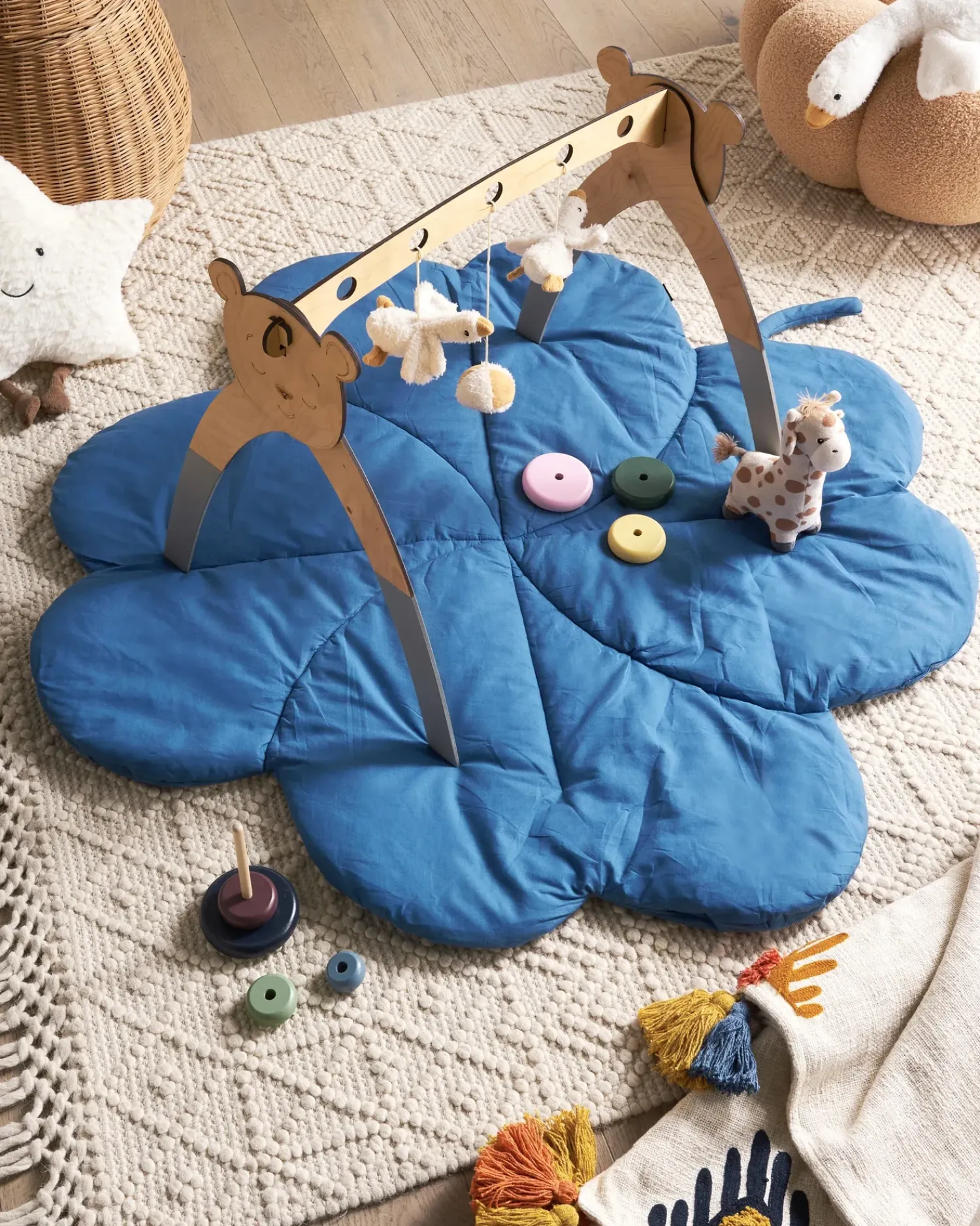 Discount Beliani Tappeto da gioco per bambini ACADINE 110 x 110 cm Cotone Blu
