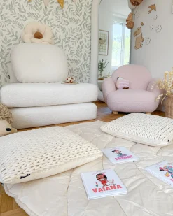 Beliani Tappeto da gioco per bambini EOLIA 110 x 110 cm Cotone sporco Bianco