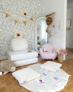 Beliani Tappeto da gioco per bambini EOLIA 110 x 110 cm Cotone sporco Bianco