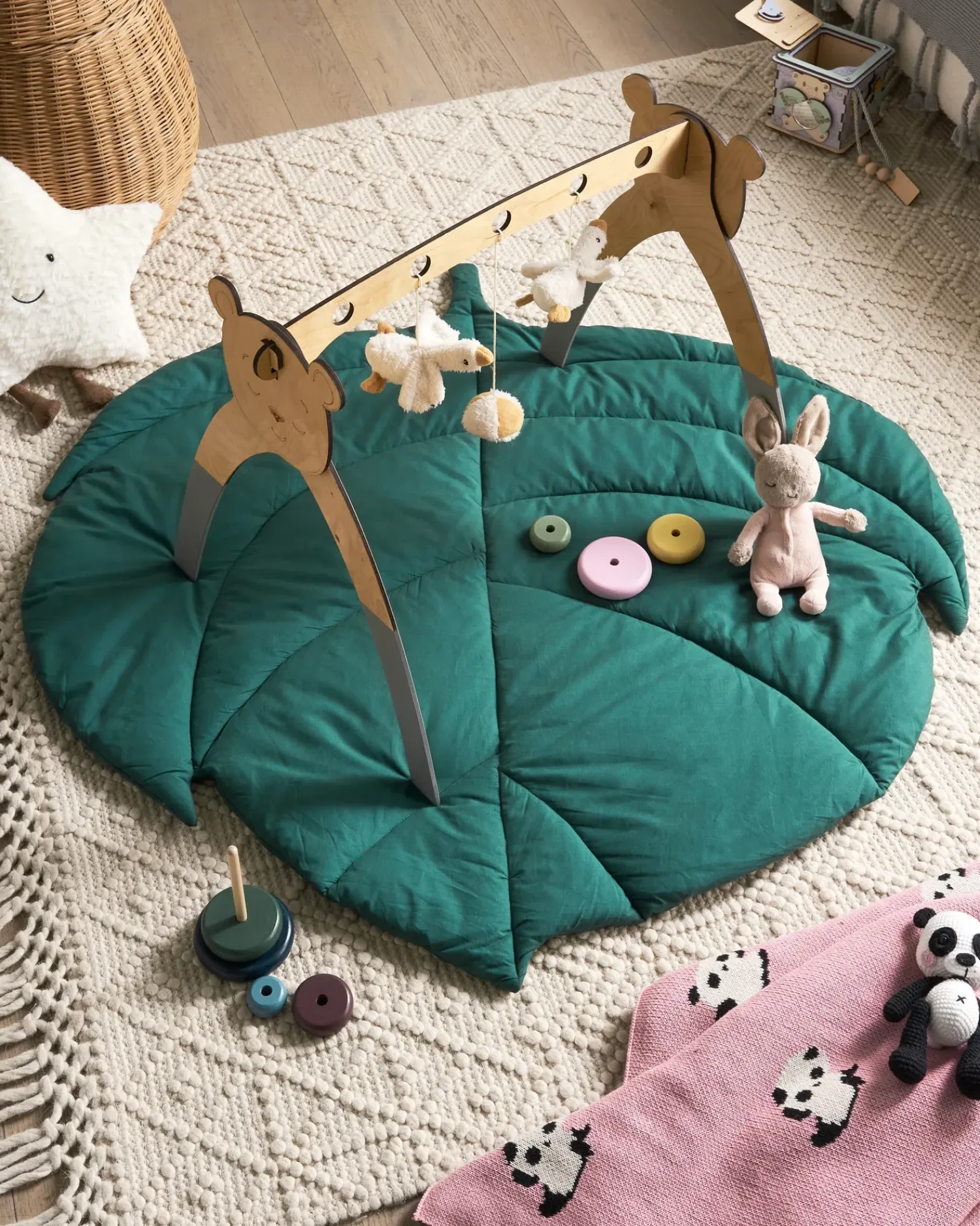 New Beliani Tappeto da gioco per bambini OLIMP 110 x 110 cm Cotone Verde