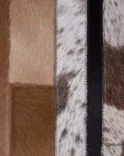 Discount Beliani Tappeto DALYAN Marrone 140 x 200 cm Pelle naturale Beige Marrone Multicolore Nero