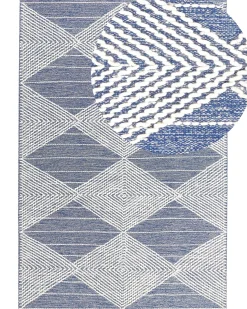 Discount Beliani Tappeto DATCA Blu Lana Beige Blu
