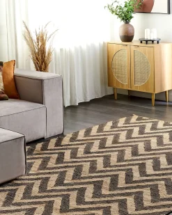 Outlet Beliani Tappeto DEDEPINARI Beige Iuta Beige Nero