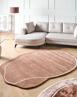 Outlet Beliani Tappeto DERA Marrone 160 x 230 cm Viscosa Bianco Marrone