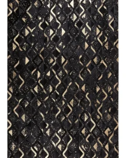 Clearance Beliani Tappeto DEVELI Nero 140 x 200 cm Pelle naturale Oro Nero