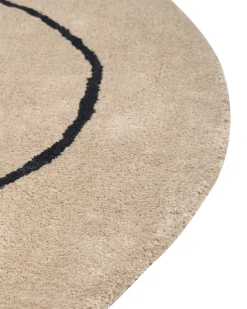Beliani Tappeto DIGRI Beige ø 200 cm Viscosa Beige Nero