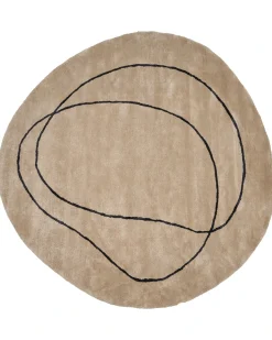 Beliani Tappeto DIGRI Beige ø 200 cm Viscosa Beige Nero