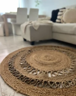 Outlet Beliani Tappeto DIKILI ø 120 cm Iuta Beige