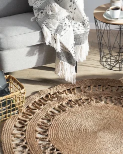Outlet Beliani Tappeto DIKILI ø 120 cm Iuta Beige