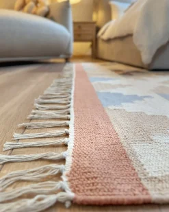 Beliani Tappeto DILIJAN Multicolore Cotone Kilim Arancione Beige Blu Multicolore
