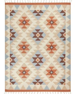 Beliani Tappeto DILIJAN Multicolore Cotone Kilim Arancione Beige Blu Multicolore