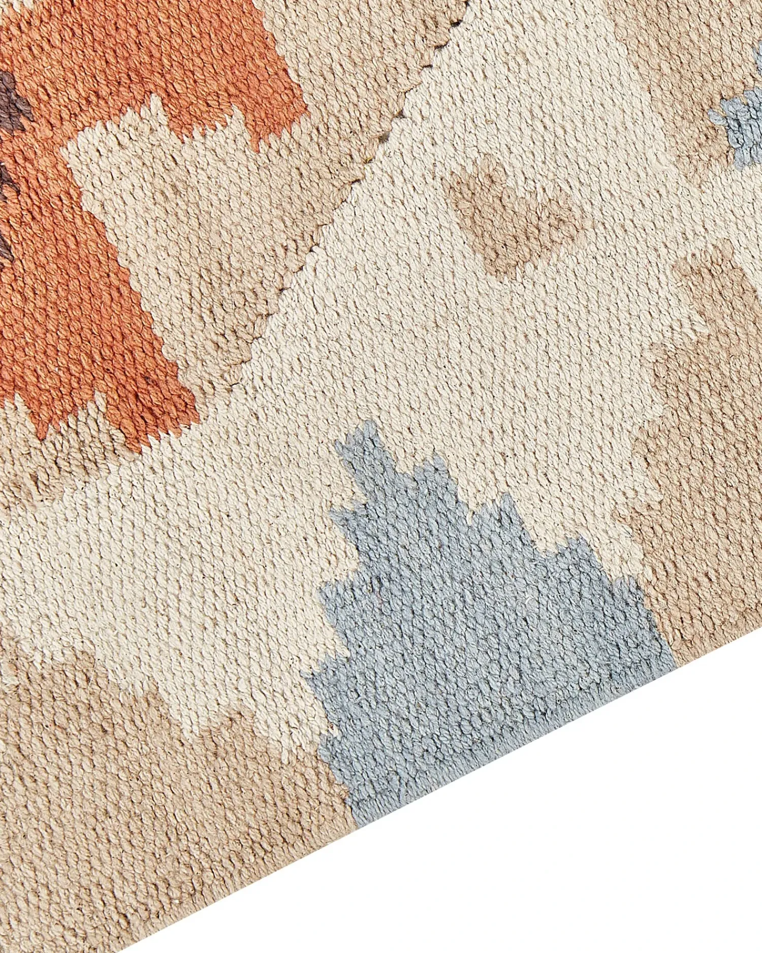 Outlet Beliani Tappeto DILIJAN Multicolore Cotone Kilim Arancione Beige Blu Multicolore