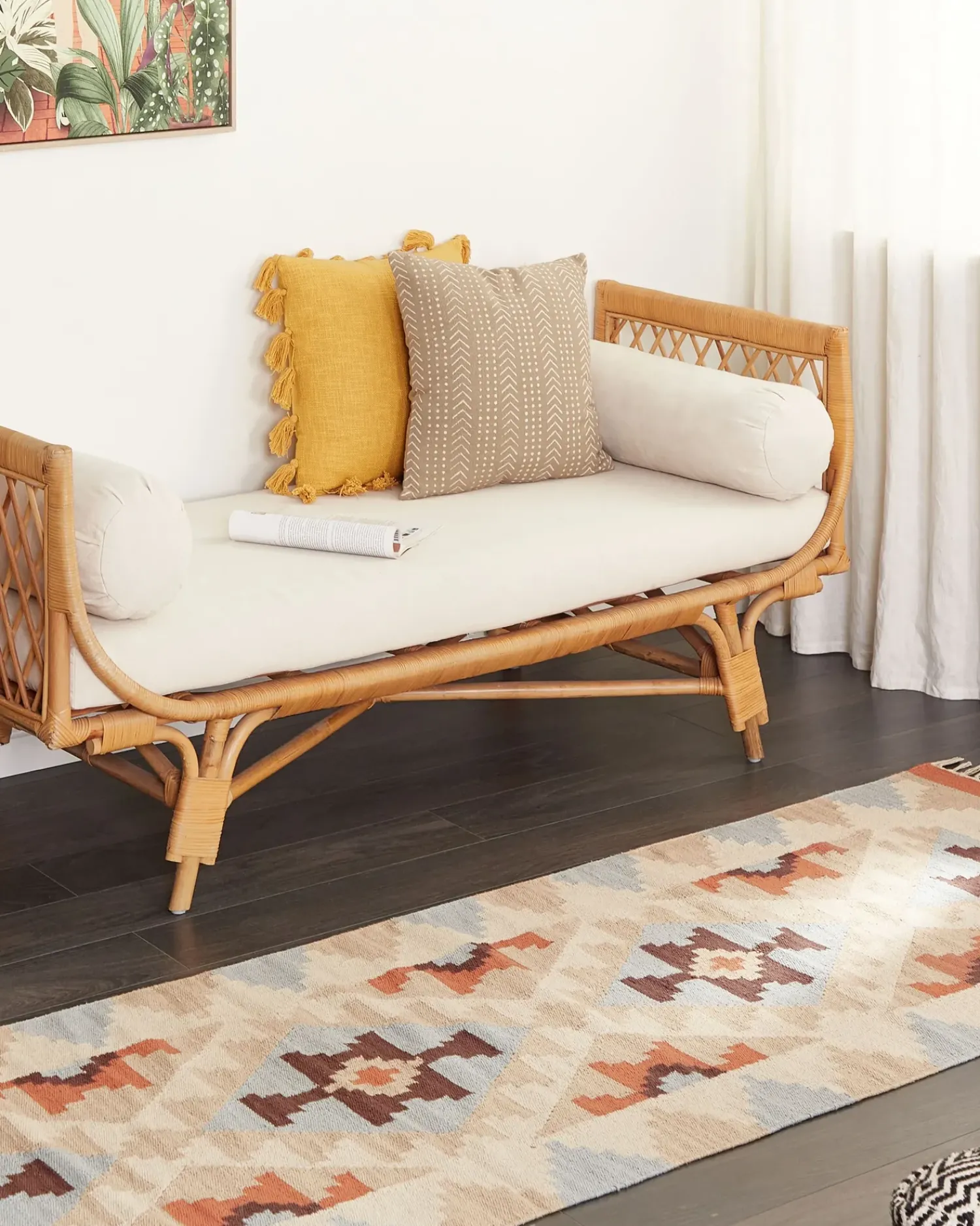 Outlet Beliani Tappeto DILIJAN Multicolore Cotone Kilim Arancione Beige Blu Multicolore