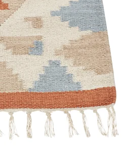 Outlet Beliani Tappeto DILIJAN Multicolore Cotone Kilim Arancione Beige Blu Multicolore