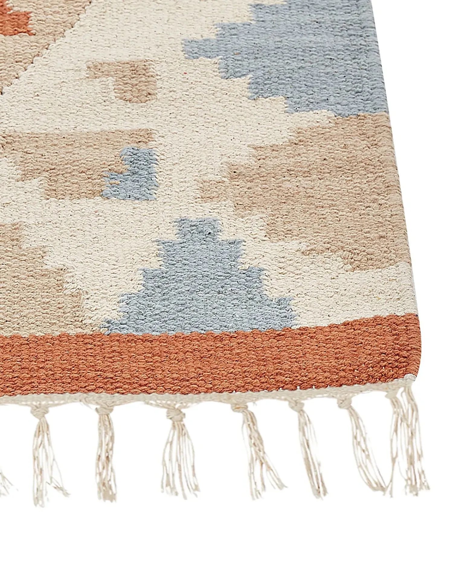 Outlet Beliani Tappeto DILIJAN Multicolore Cotone Kilim Arancione Beige Blu Multicolore