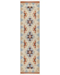 Outlet Beliani Tappeto DILIJAN Multicolore Cotone Kilim Arancione Beige Blu Multicolore
