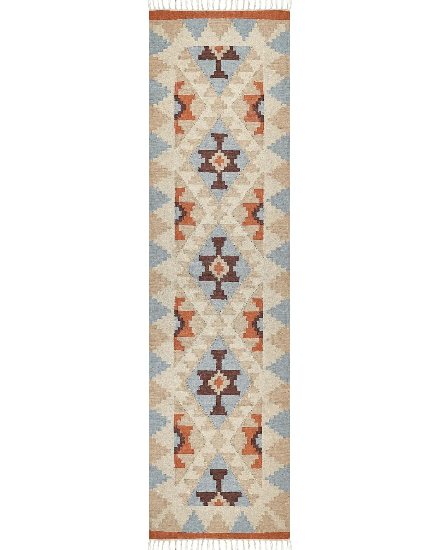 Outlet Beliani Tappeto DILIJAN Multicolore Cotone Kilim Arancione Beige Blu Multicolore