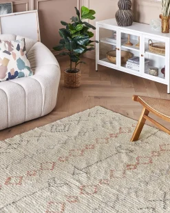 Discount Beliani Tappeto DISPUR Beige Cotone Arancione Beige Nero