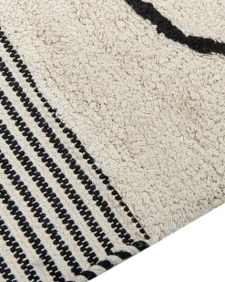 Online Beliani Tappeto DOKUZ Beige Cotone Beige Nero