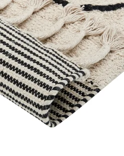 Online Beliani Tappeto DOKUZ Beige Cotone Beige Nero