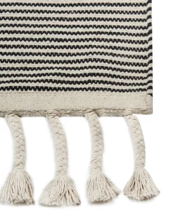 Online Beliani Tappeto DOKUZ Beige Cotone Beige Nero