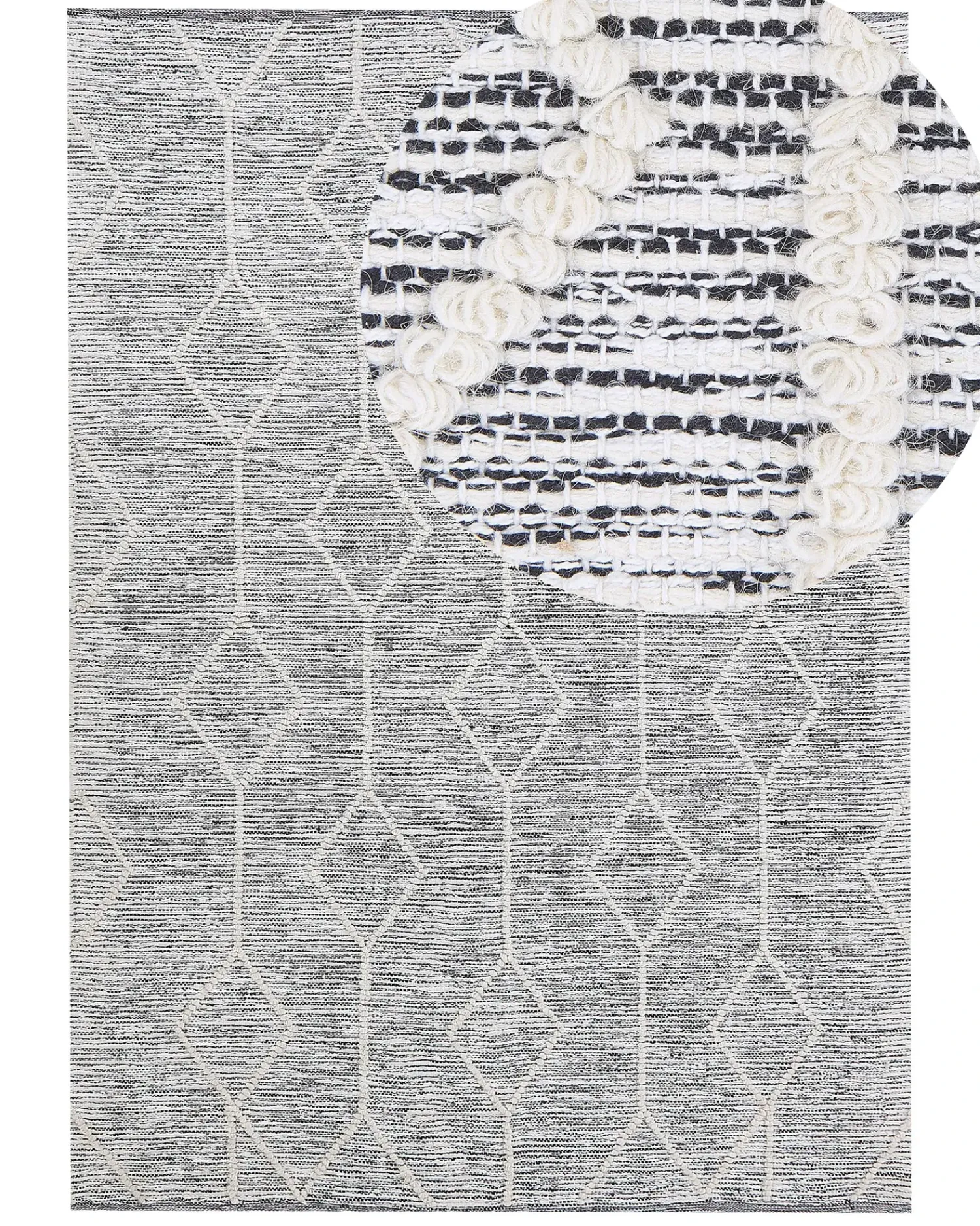 New Beliani Tappeto EDREMIT Grigio Cotone Beige Grigio