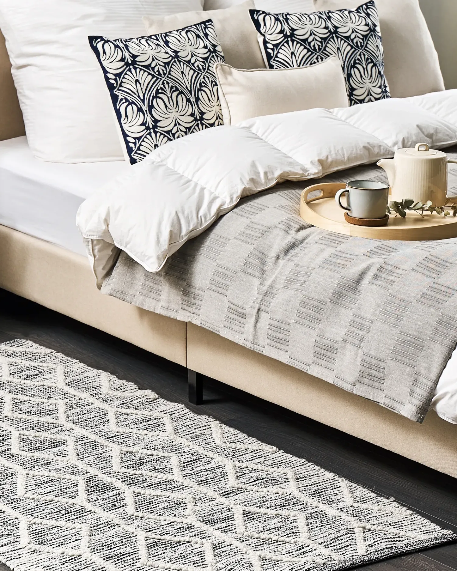 Discount Beliani Tappeto EDREMIT Grigio Lana Beige Grigio