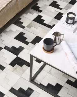 New Beliani Tappeto EFIRLI Grigio Pelle naturale Grigio Nero