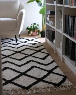 Discount Beliani Tappeto ELDES Beige 160 x 230 cm Cotone Beige Nero