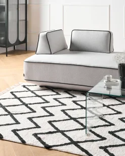Discount Beliani Tappeto ELDES Beige 160 x 230 cm Cotone Beige Nero