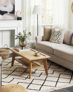 Discount Beliani Tappeto ELDES Beige 160 x 230 cm Cotone Beige Nero