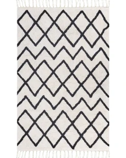 Discount Beliani Tappeto ELDES Beige 160 x 230 cm Cotone Beige Nero