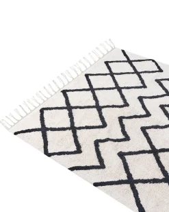 Discount Beliani Tappeto ELDES Beige 160 x 230 cm Cotone Beige Nero