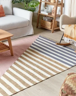 New Beliani Tappeto ENGIZ Multicolore Lana Beige Bianco Blu Rosa Multicolore